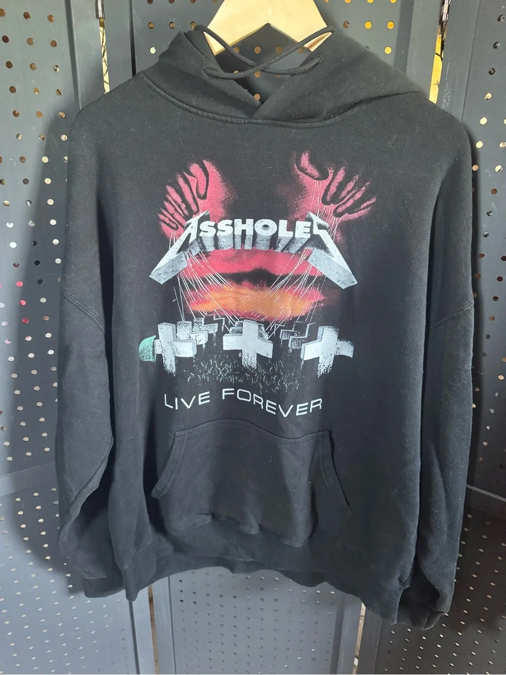 Live Forever Graphic Hoodie - Black with Red Accent